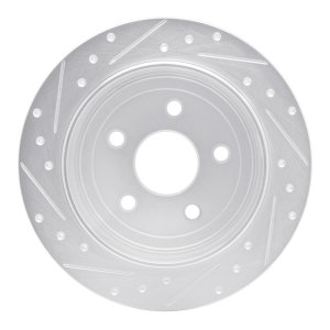 Jeep Wrangler Brake Rotor (1) - Rear Right - R1 Concepts - Drilled & Slotted - Silver - `07-`18